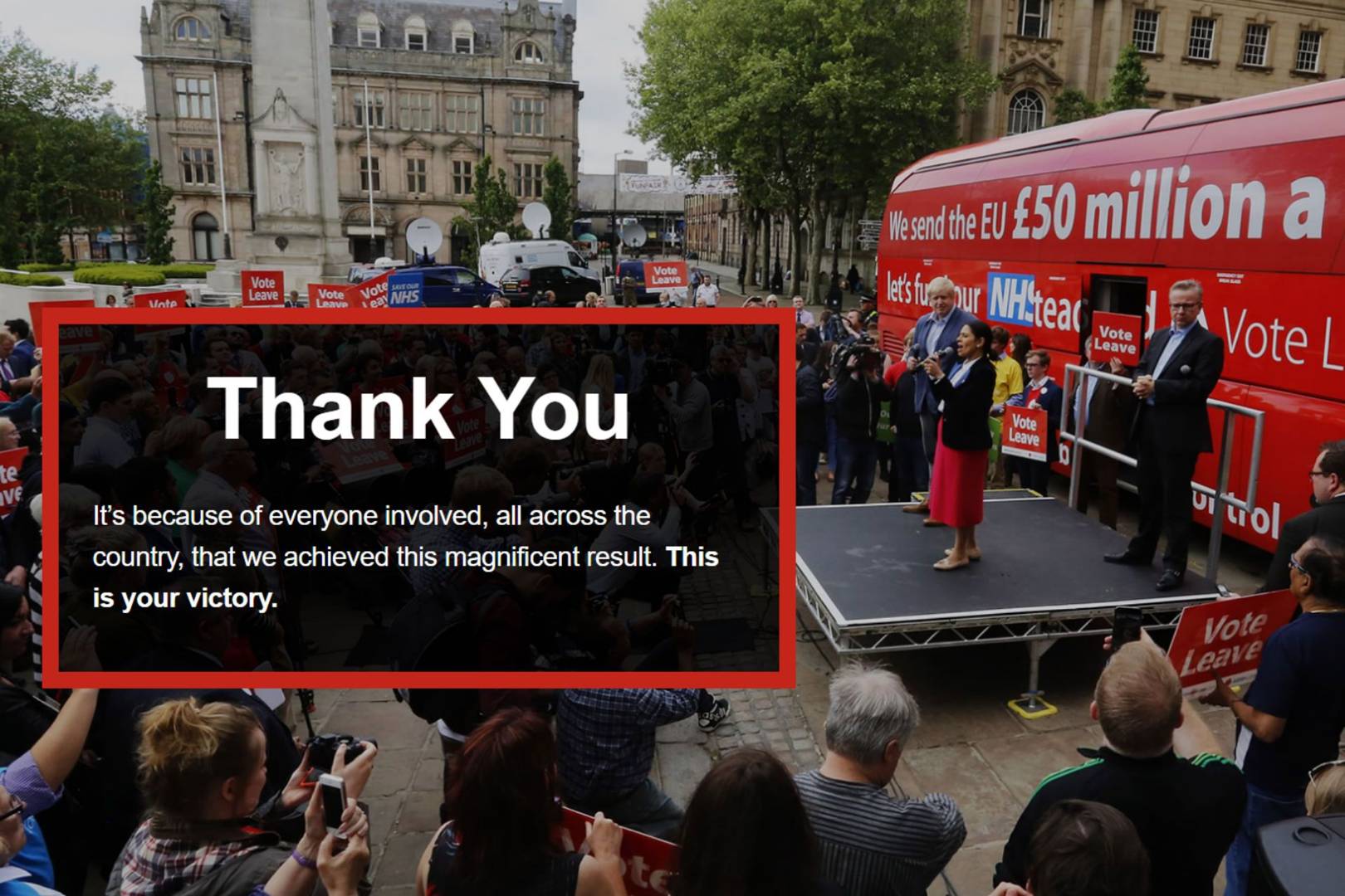 Vote Leave wipes homepage after Brexit result