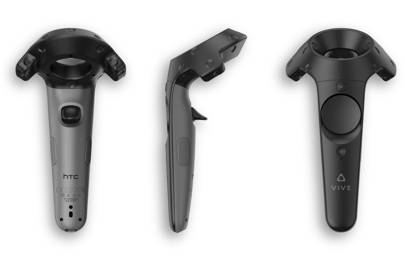 The Vive's twin controllers add a tactile element to intangible worlds.