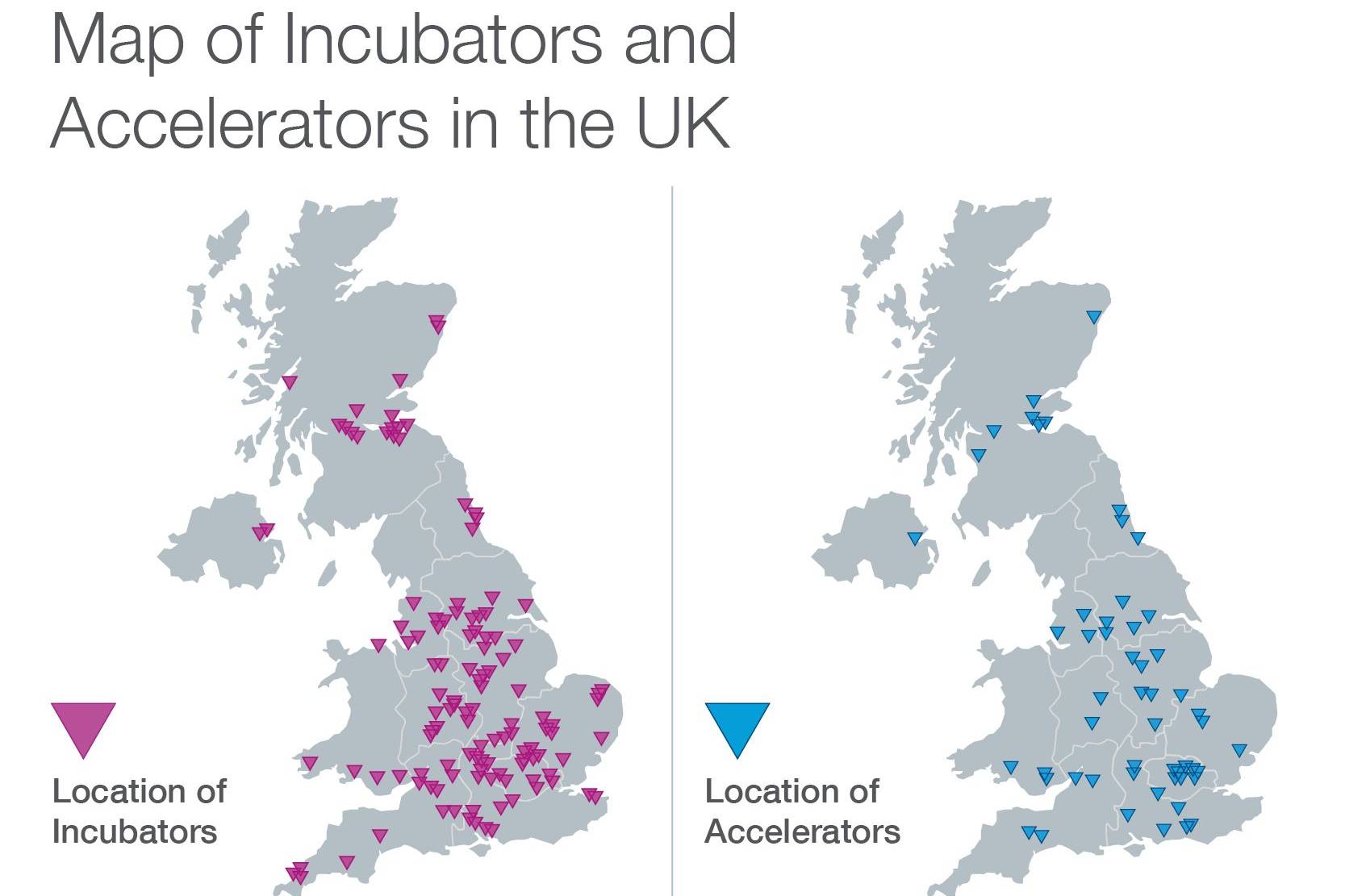 This map plots the spread of accelerators and incubators across the UK