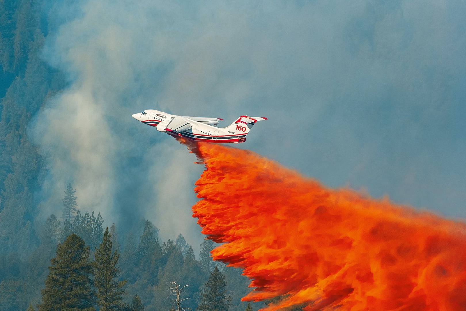 This ruby red retardant rains down from the skies to stop wildfires destroying forests