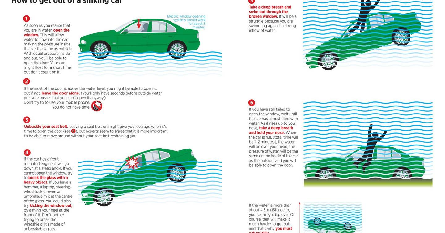 How to escape a sinking car (and other useful illustrated guides