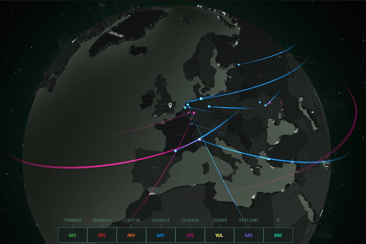 This hypnotic, terrifying map charts cyberattacks in real-time