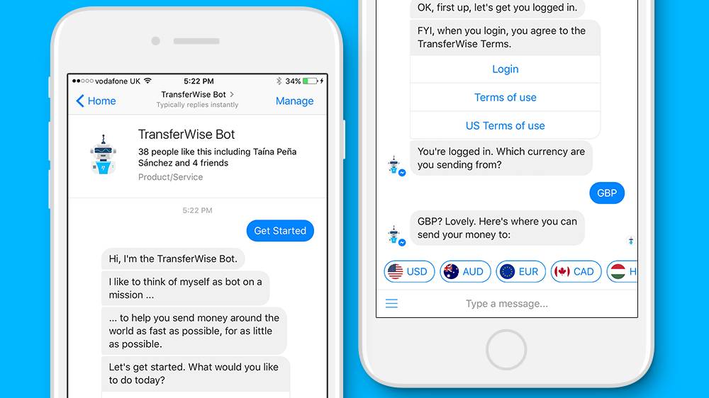 Facebook Messenger bots let you send money with TransferWise
