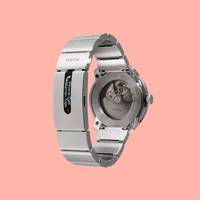 hybrid smartwatch with hammered leather strap