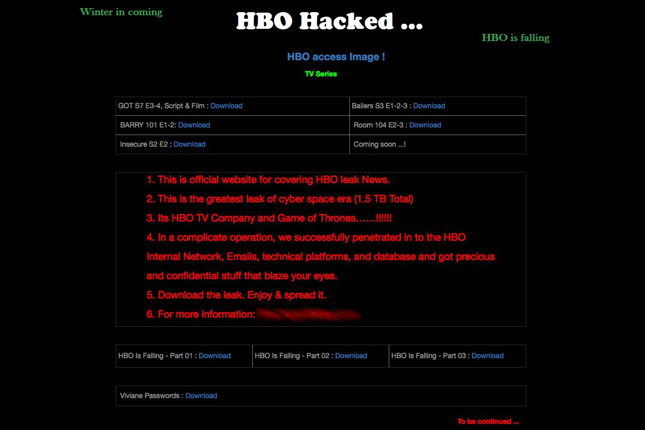 HBO hackers release Game of Thrones leak and ransom note