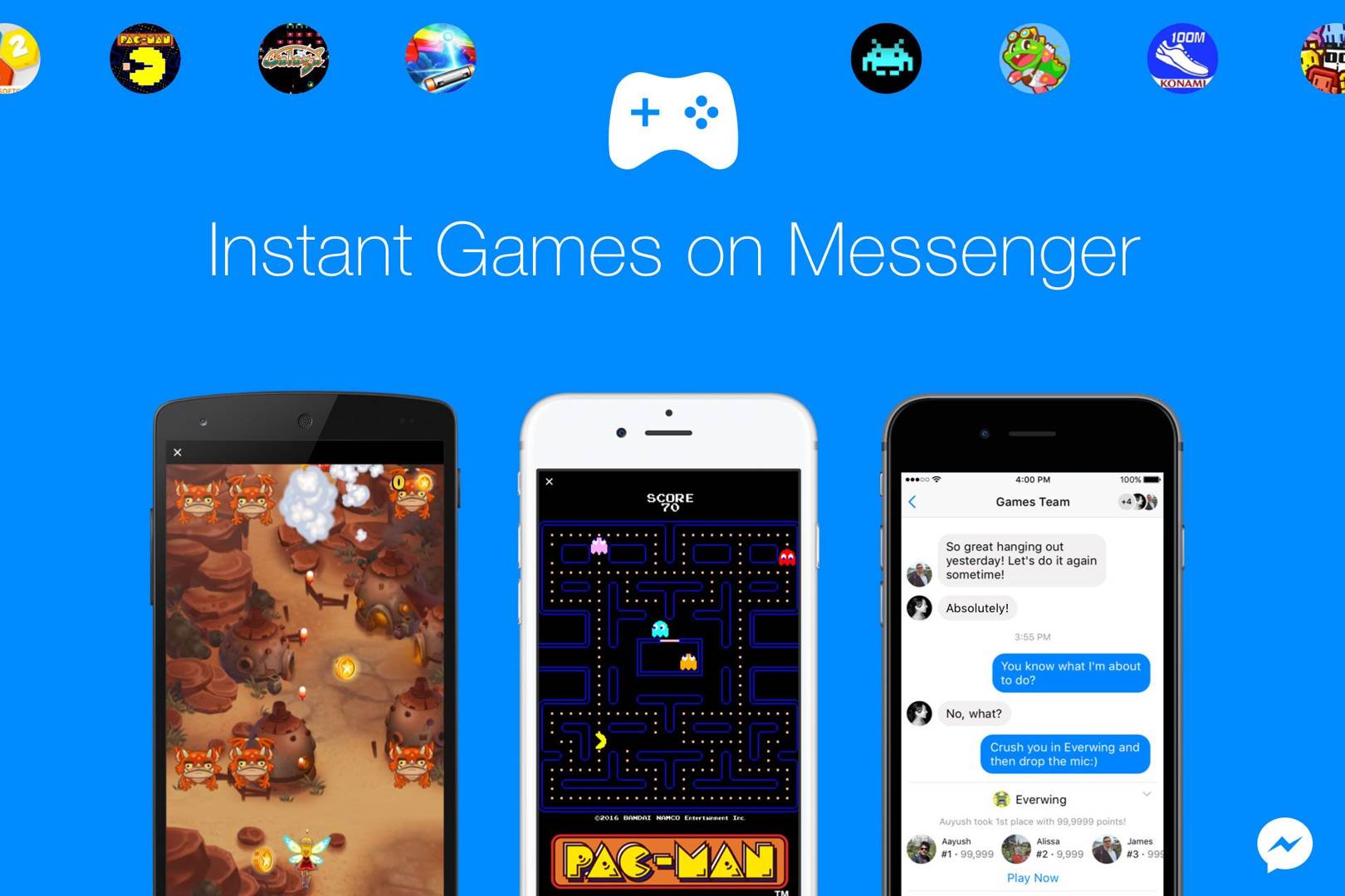 You can now play Pac-Man and Space Invaders on Messenger...if you disable encryption first